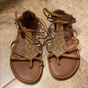 Mudd Brown Boho Strappy Sandals Size 5/6